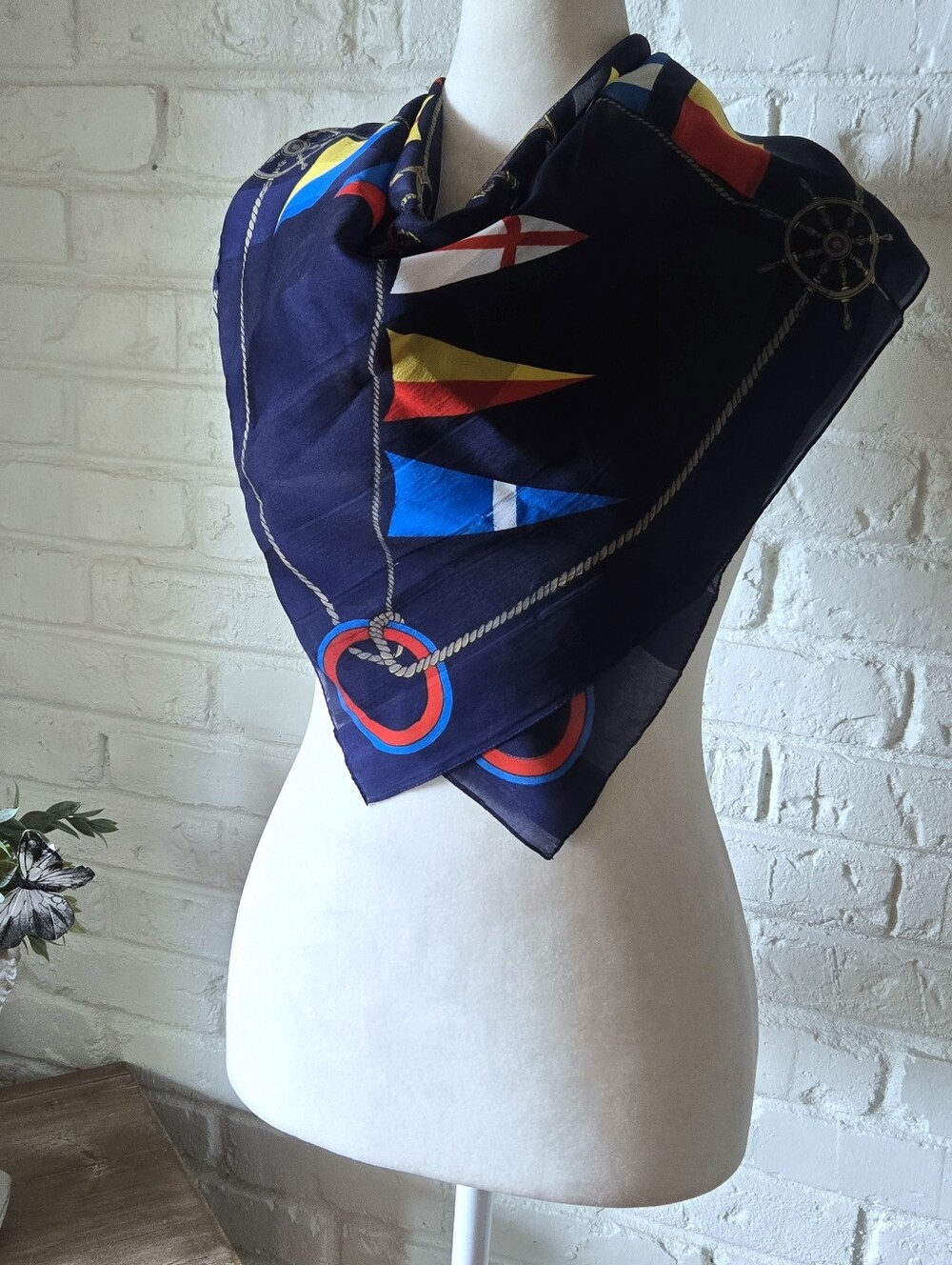Vtg Silk Square Maritime/Nautical Theme Scarf, 30", Cruise, Travel, Vacation - Picture 3 of 12
